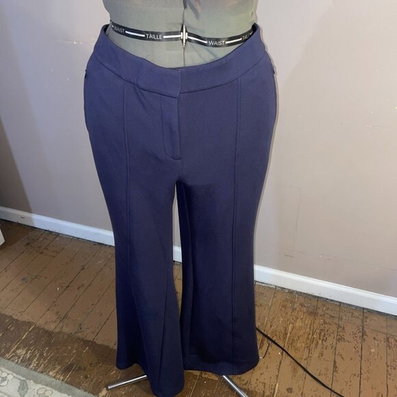 Lane Bryant Straight Leg Travel Trousers Navy Blue Stretch Zip Pockets Sz 16 - Picture 1 of 11